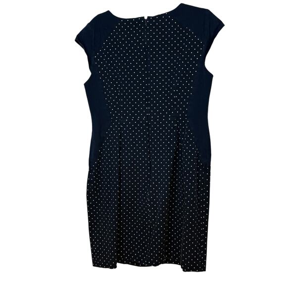 Tommy Hilfiger navy blue and white polka dot stretchy sheath dress - 14 - Picture 2 of 5